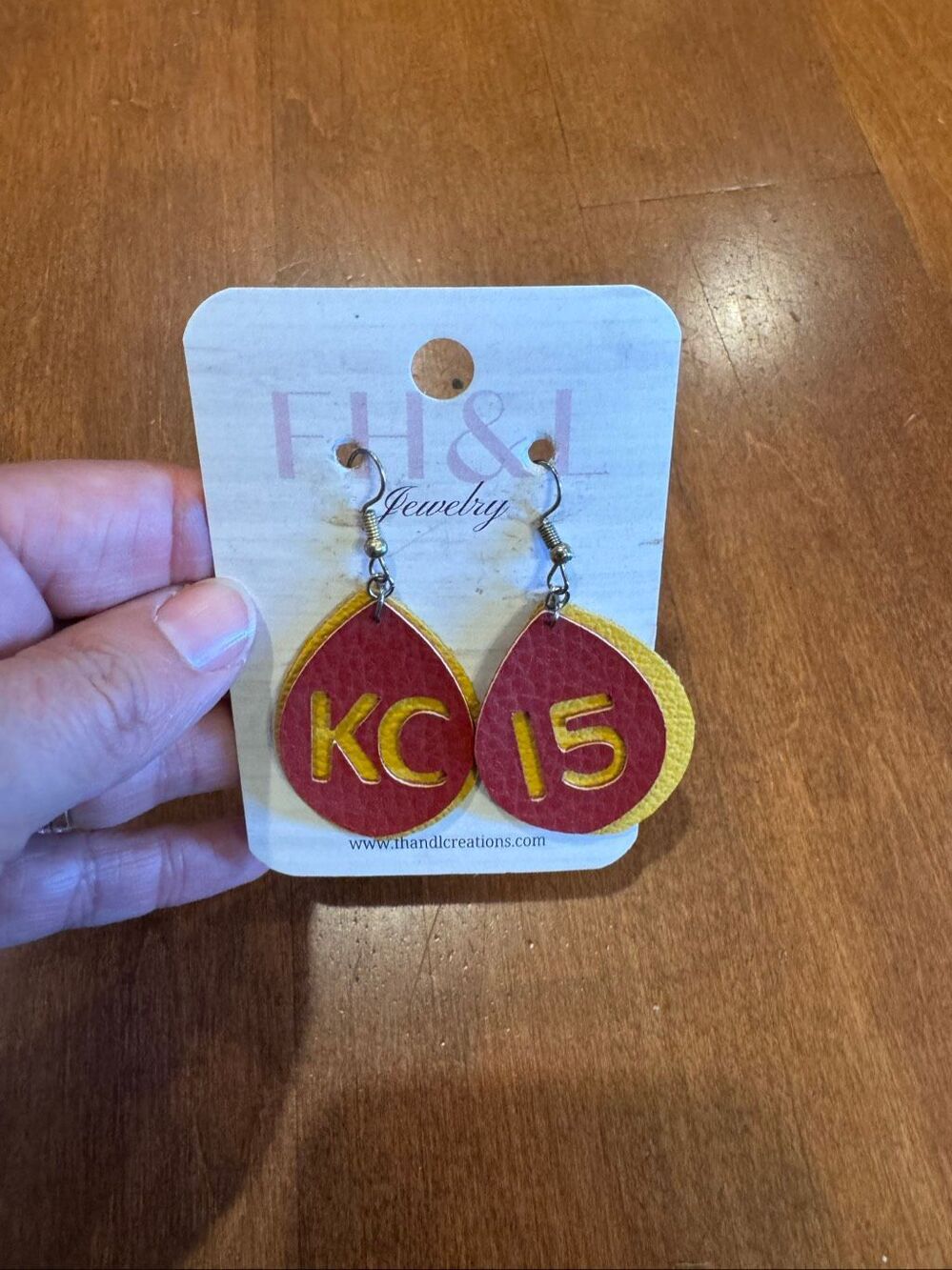 New Kansas City Chiefs KC 15 Red Yellow Teardrop Dangle Earrings